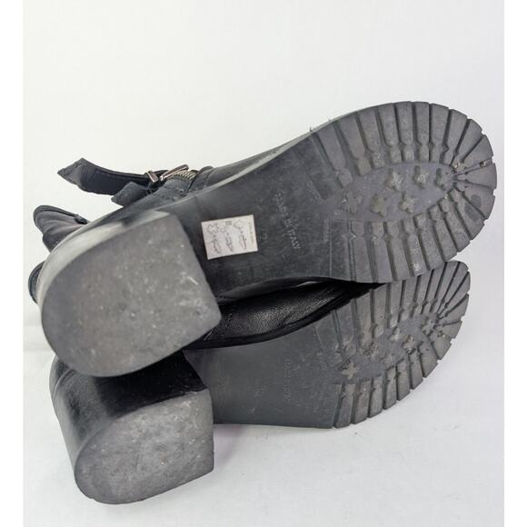 Croatian Black Ankle Combat Boots Moto Buckle Zipper Punk Goth 10M - Picture 6 of 11